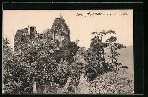 AK Aggstein a. d. Donau, Blick zur Ruine