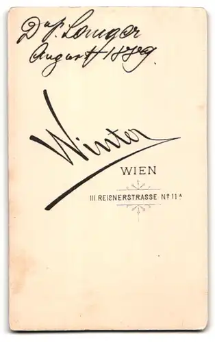 Fotografie Winter, Wien, Reisnerstr. 11 A, Stattlicher Herr mit Zwicker und Vollbart