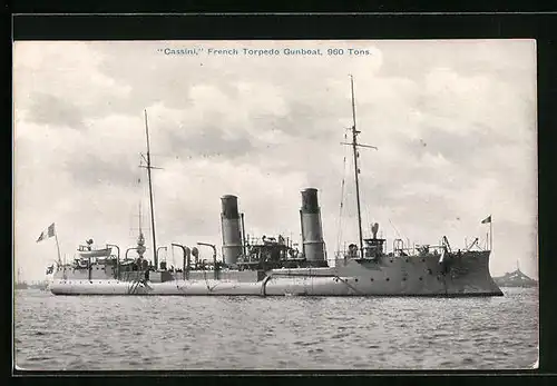 AK Französisches Torpedoboot Cassini auf Steuerbord