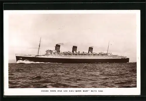 AK Britisches Passagierschiff HMS Queen Mary der Cunard White Star Line