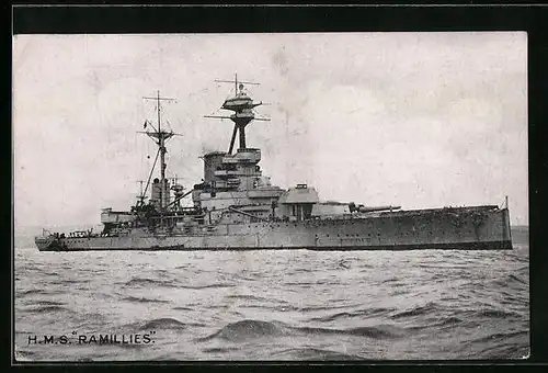 AK Britisches Kriegsschiff HMS Ramillies auf Steuerbord