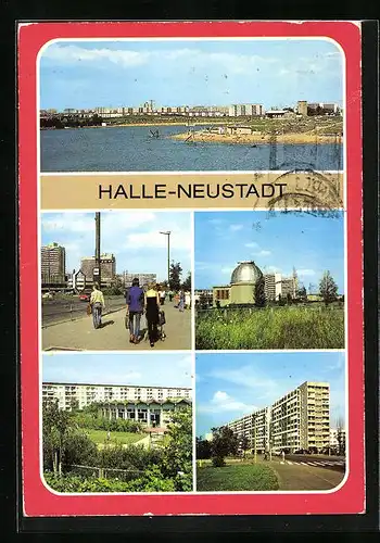 AK Halle-Neustadt, Sternwarte der Station junger Techniker und Naturforscher K. E. Ziolkowski, Freibad, Kindergarten