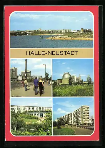 AK Halle-Neustadt, Sternwarte der Station junger Techniker und Naturforscher K. E. Ziolkowski, Wohnblock WKI