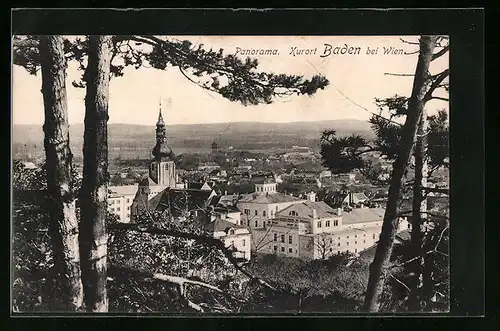 AK Baden bei Wien, Panorama von oben