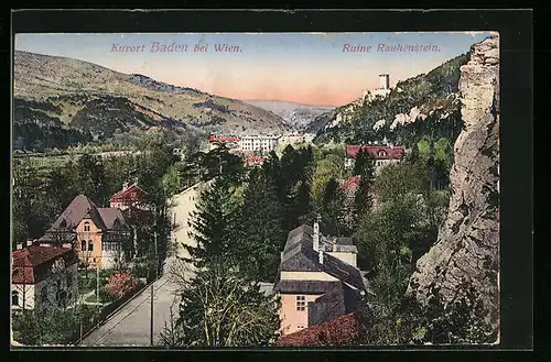 AK Baden bei Wien, Teilansicht mit Rauhenstein