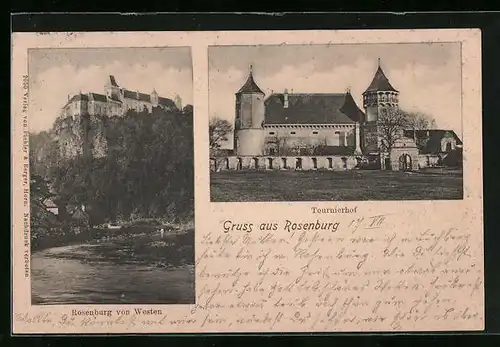 AK Rosenburg, Burg von Westen, Tournierhof
