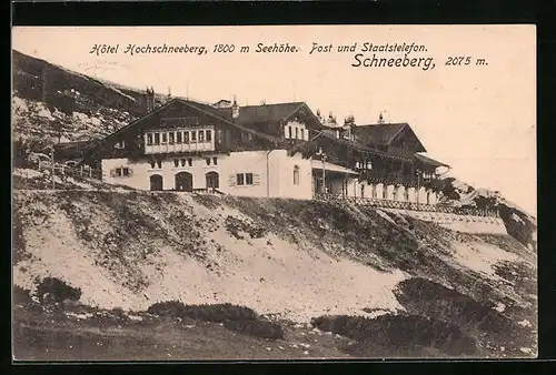 AK Hochschneeberg, Hotel Hochschneeberg, Post und Staatstelefon