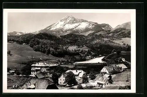 AK Wienerbruck a. d. Mariazellerbahn, Teilansicht mit Bergen