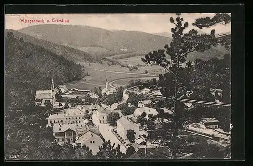 AK Weissenbach a. Triesting, Teilansicht mit Kirche und Strassenpartie