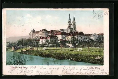 AK Klosterneuburg, Ufer und Bahnhof