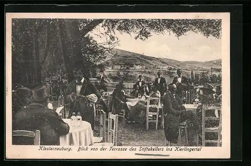 AK Klosterneuburg, Blick von der Terrasse des Stiftskellers ins Kierlingertal