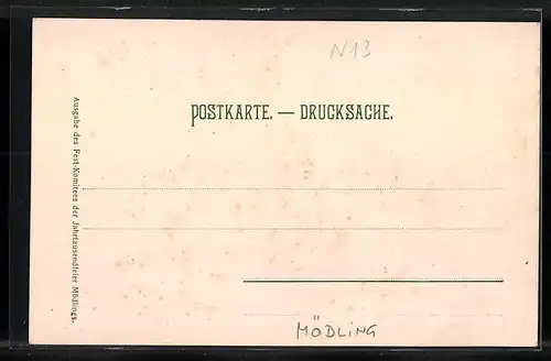 Künstler-AK Mödling, Ortsansicht im Jahr 1649, Merian-Stich