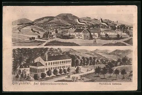 AK Königstetten, Bad Rekonvaleszentenheim in zwei Ansichten