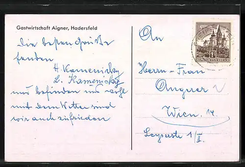 AK Hadersfeld, Fliegeraufnahme des Ortes