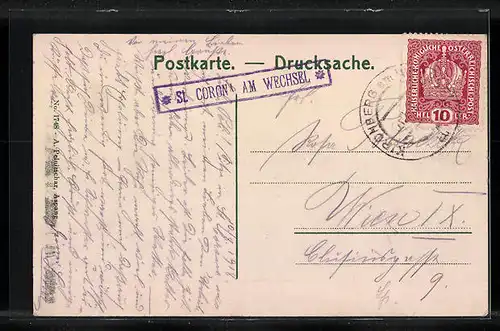 AK Aspang, Ortsansicht mit den 3 Staatsbahn-Viadukten