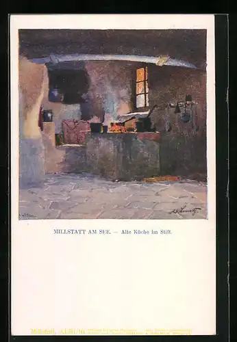 Künstler-AK Millstatt a. See, Alte Küche im Stift