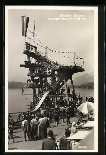 AK Millstatt a. See, Sprungturm im Strandbade