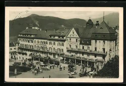AK Mariazell, Restaurant und Hotel Laufenstein aus der Vogelschau