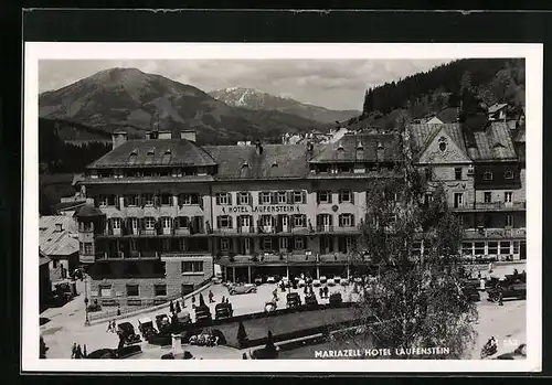 AK Mariazell, Hotel Laufenstein aus der Vogelschau