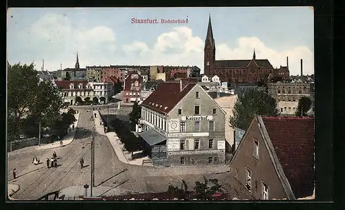 AK Stassfurt, Gasthof Kaiserhof an der Bodebrücke