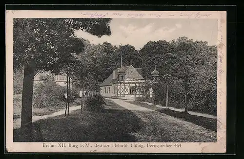 AK Burg b. Magdeburg, Gasthaus Brehm XII, Besitzer Heinrich Hübig