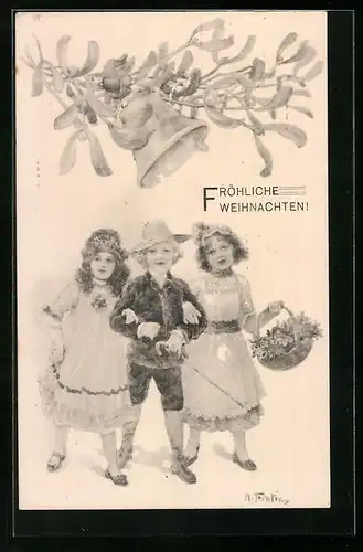 Künstler-AK Brüder Kohn (B.K.W.I) Nr. 2093-7: Knabe mit Zwei Mädchen am Arm