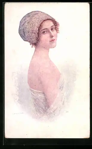 Künstler-AK Brüder Kohn (B.K.W.I) Nr. 691-4: Junge schöne Frau mit Haube