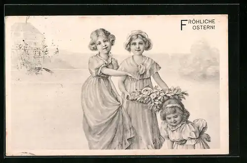 Künstler-AK Brüder Kohn (B.K.W.I) Nr. 527-5: Mädchen wünschen fröhliche Ostern