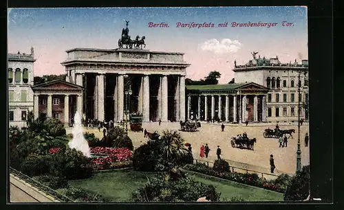 AK Berlin, Pariserplatz mit Brandenburger Tor