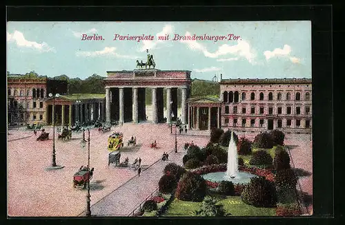 AK Berlin, Pariserplatz mit Brandenburger Tor