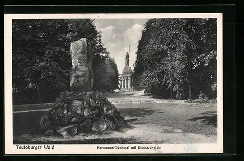 AK Teutoburger Wald, Hermanns-Denkmal mit Bismarckstein
