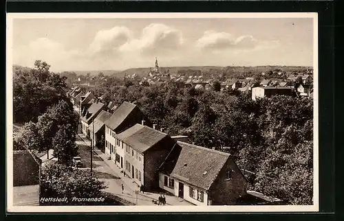 AK Hettstedt, Blick über den Ort mit Promenade