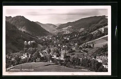 AK Schramberg, Ortsansicht über die Fünftälerstadt