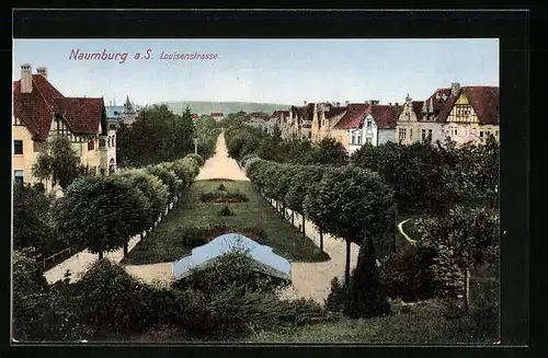 AK Naumburg a. S., Louisenstrasse mit Grünanlage