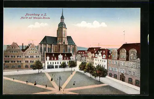 AK Naumburg a. S., Markt mit Wenzels-Kirche