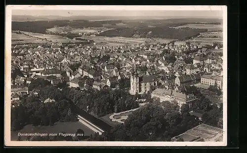 AK Donaueschingen, Fliegeraufnahme des Ortes