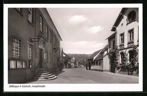 AK Söllingen b. Durlach, Hauptstrasse mit Polizeistelle