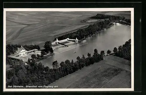 AK Bad Dürrheim, Strandbad vom Flugzeug aus