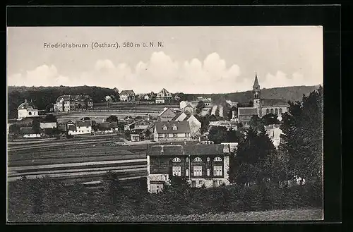 AK Friedrichsbrunn /Ostharz, Ort mit Kirche