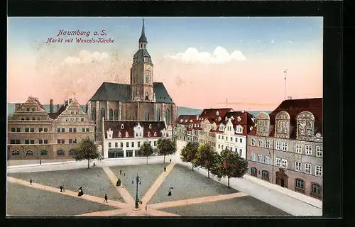 AK Naumburg a. S., Markt mit Wenzelskirche