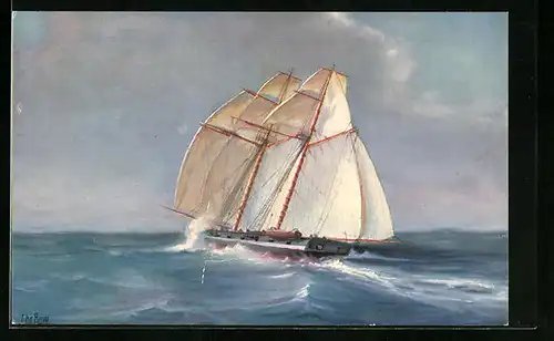 Künstler-AK Christopher Rave: Kriegsschoner, 1. Hälfte des 19. Jahrh.