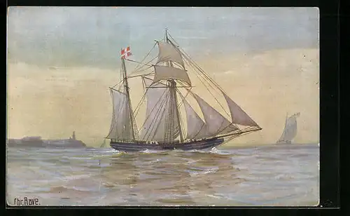 Künstler-AK Christopher Rave: Dänische Galeasse um 1840