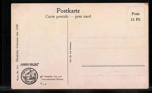 Künstler-AK Christopher Rave: Dänische Galeasse um 1840