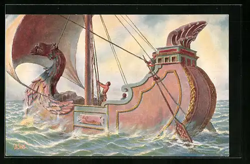 Künstler-AK Christopher Rave: Römisches Handelsschiff, v. Chr.