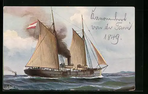 Künstler-AK Christopher Rave: Kanonenboot von der Tann, 1849