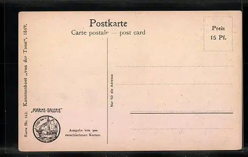 Künstler-AK Christopher Rave: Kanonenboot von der Tann, 1849