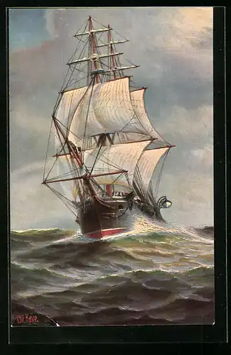 Künstler-AK Christopher Rave: Schiffsjungen-Segelbrigg Undine, 1869