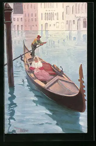Künstler-AK Christopher Rave: Venezianische Gondel, Jetztzeit