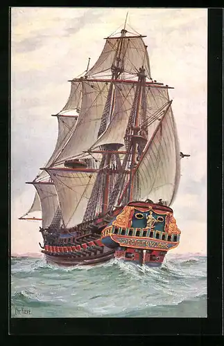 Künstler-AK Christopher Rave: Hansa-Kriegsschiff Hoffnung von Lübeck, 17. Jahrhundert