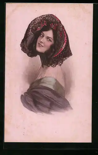 Künstler-AK M. Munk Nr. 894: Dame mit Kopfputz